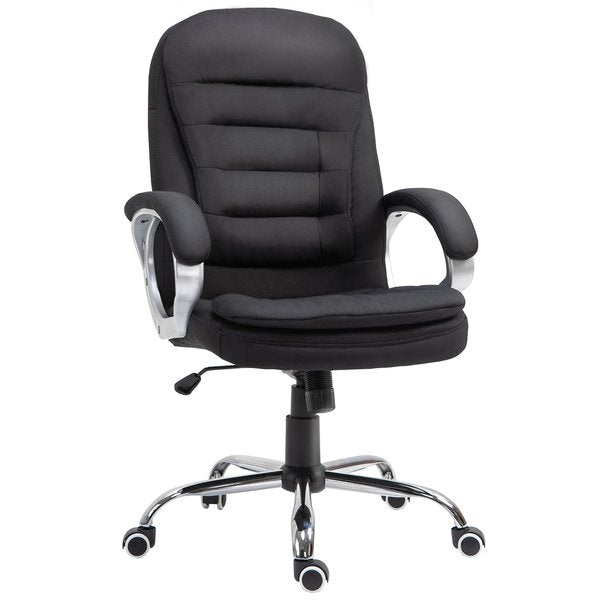 Office Armchair W/ 360° Swivel Base, Lumbar Support & Adjustable Height - Black