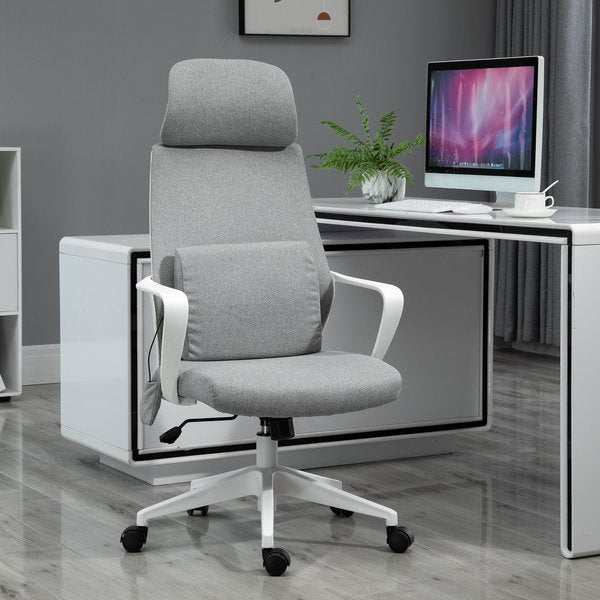 Office Swivel Chair Lumbar Massage Armchair W/ Adjustable Seat And Headrest Height - Grey