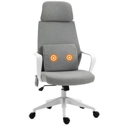 Office Swivel Chair Lumbar Massage Armchair W/ Adjustable Seat And Headrest Height - Grey