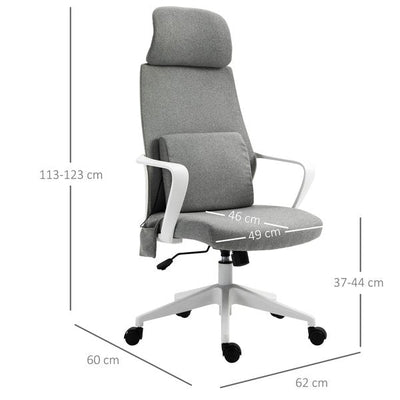 Office Swivel Chair Lumbar Massage Armchair W/ Adjustable Seat And Headrest Height - Grey