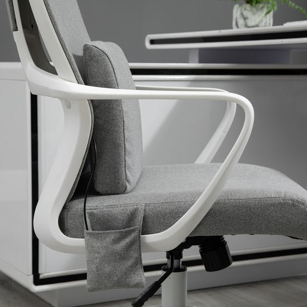 Office Swivel Chair Lumbar Massage Armchair W/ Adjustable Seat And Headrest Height - Grey