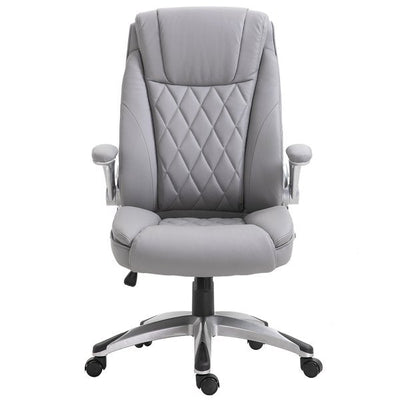 PU Leather Office Ergonomic Chair, 360° Rotation W/ Headrest - Grey