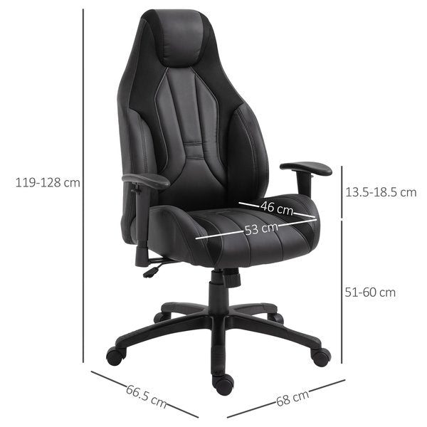 PU Leather Upholstered Adjustable Seat Home Office Chair - Black/ Grey