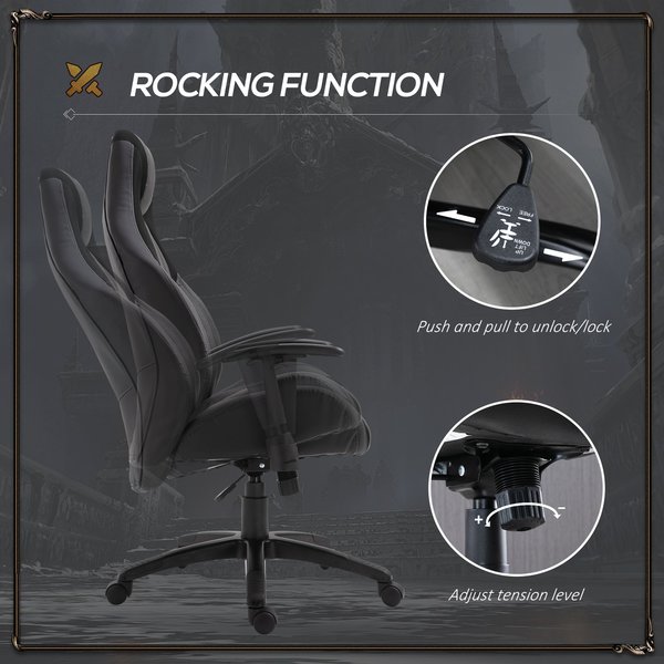 PU Leather Upholstered Adjustable Seat Home Office Chair - Black/ Grey