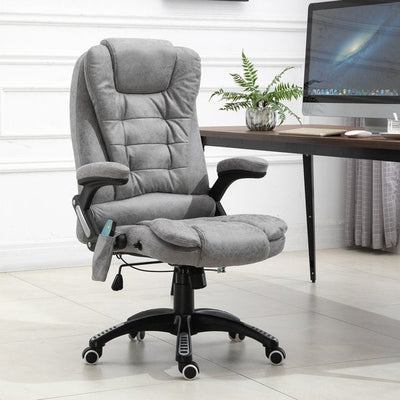 PU Leather 6-Point Massage Office Recliner Chair - Grey