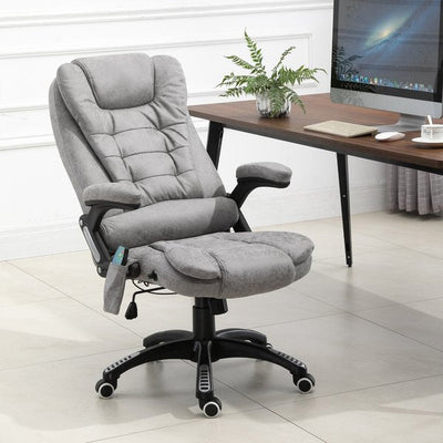 PU Leather 6-Point Massage Office Recliner Chair - Grey