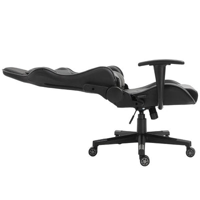 Silla de carreras ergonómica de cuero sintético con almohada ajustable, color negro 