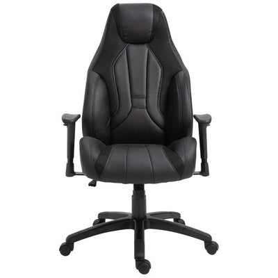 PU Leather Upholstered Adjustable Seat Home Office Chair - Black/ Grey