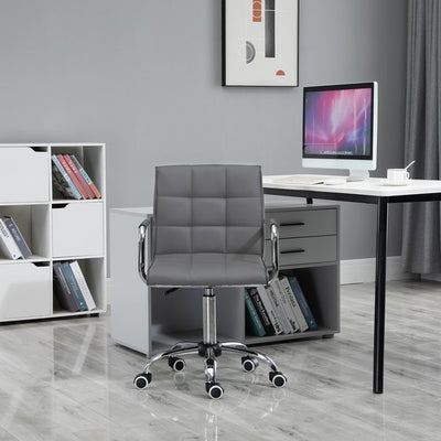 PU Leather Office Desk Chair Executive Swivel With Adjustable Height - Grey