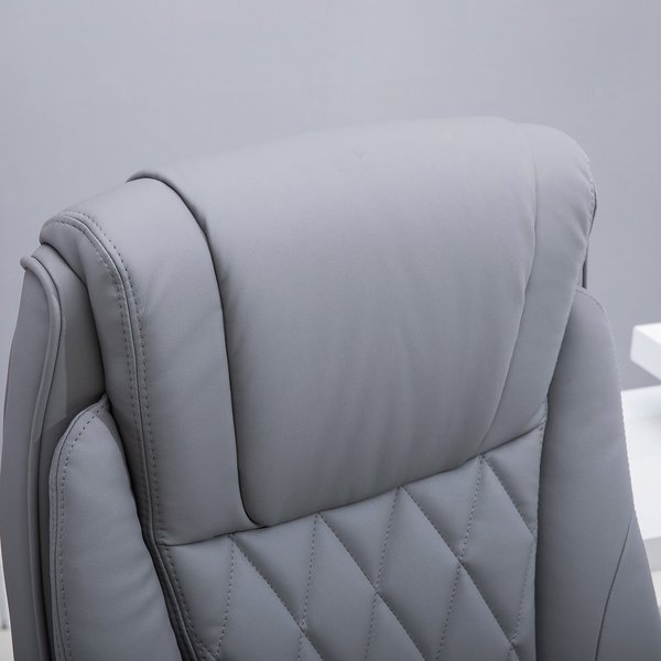 PU Leather Office Ergonomic Chair, 360° Rotation W/ Headrest - Grey