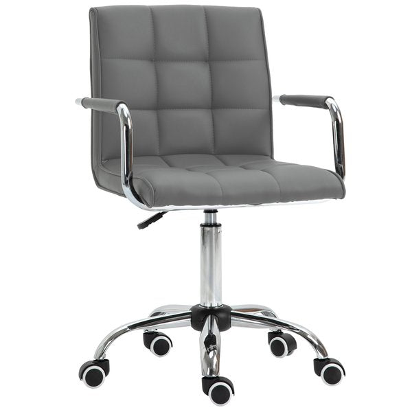 PU Leather Office Desk Chair Executive Swivel With Adjustable Height - Grey