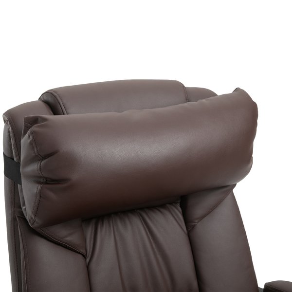 PU Leather 6-Point Massage Desk Chair w/ Remote- Brown