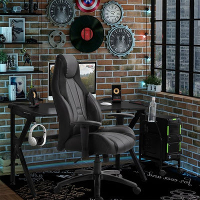 PU Leather Upholstered Adjustable Seat Home Office Chair - Black/ Grey