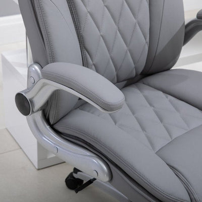 PU Leather Office Ergonomic Chair, 360° Rotation W/ Headrest - Grey