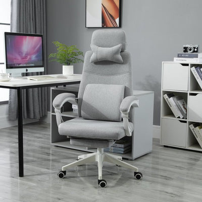 Polyester Ergonomic Neck & Back Support Home Office Chair- Grey