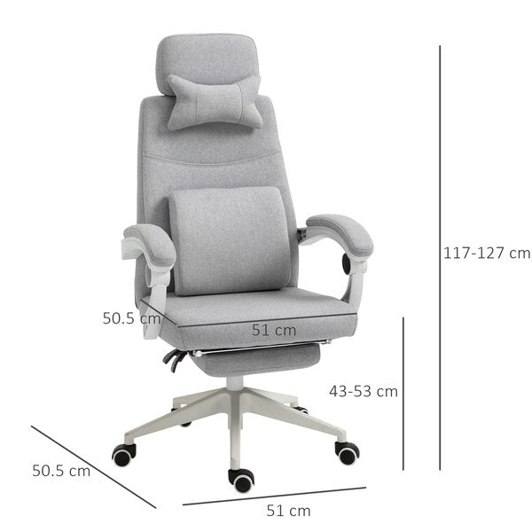 Polyester Ergonomic Neck & Back Support Home Office Chair- Grey