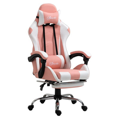 Racing Gaming Chair w/ Lumbar Support, Home Office Desk Gamer Recliner- Pink