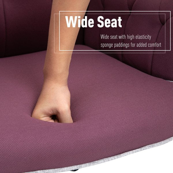 Tufted Ergonomic Desk Chair w/ Armrest & 360° Swivel Base - Purple