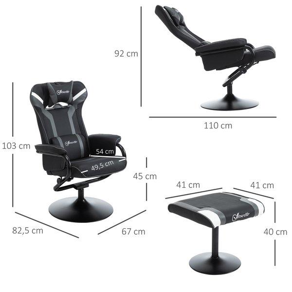 Gaming Chair W/ Pedestal Base & Footrest For Home Office - Deep Grey