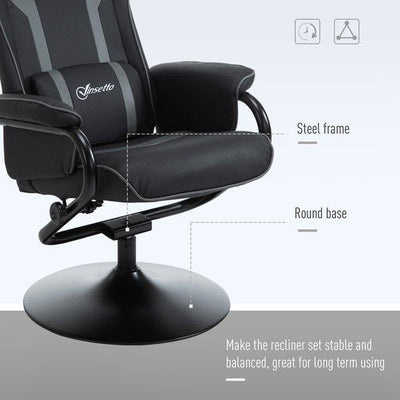 Gaming Chair W/ Pedestal Base & Footrest For Home Office - Deep Grey