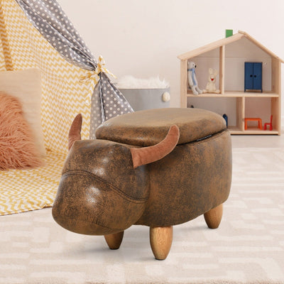 Reposapiés con forma de animal Buffalo Storage Cute Kids, marrón 