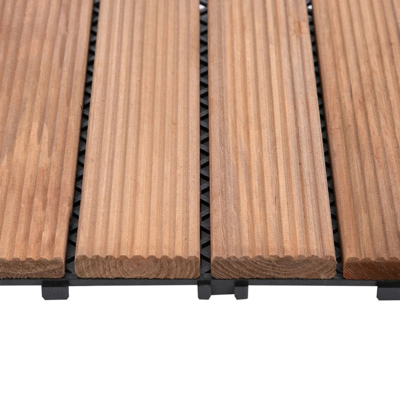 27 Pcs Solid Wood Interlocking Decking Tiles