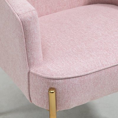 HOMCOM Fabric Accent Chair, Modern Armchair with Metal Legs for Living Room, Bedroom, Home Office, Pink