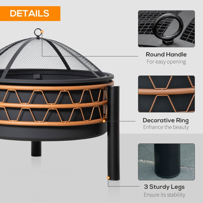 61cm Outdoor Fire Pit, Black