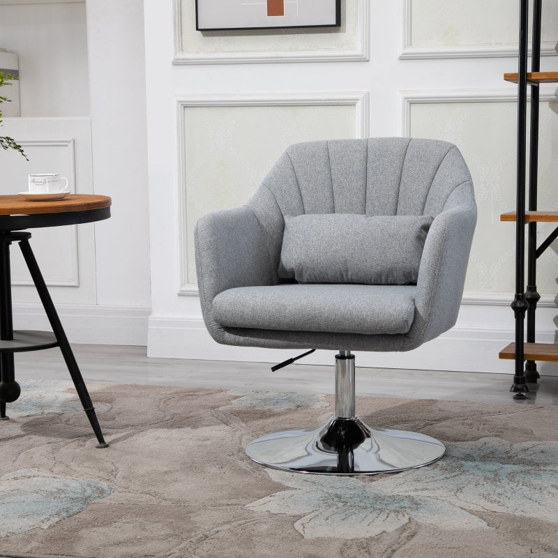 Swivel Base Accent Chair, With Pillow - Light Grey