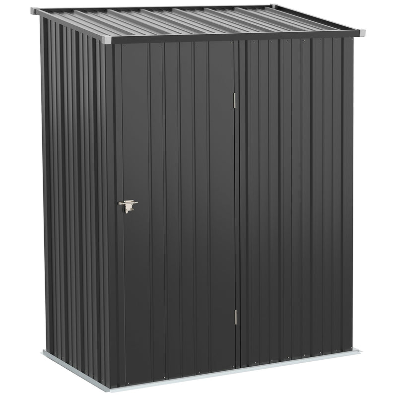 Outsunny 5.3ft x 3.1ft Outdoor Storage Shed, Garden Metal Storage Shed w/ Single Door for Backyard, Patio, Lawn, Charcoal Grey