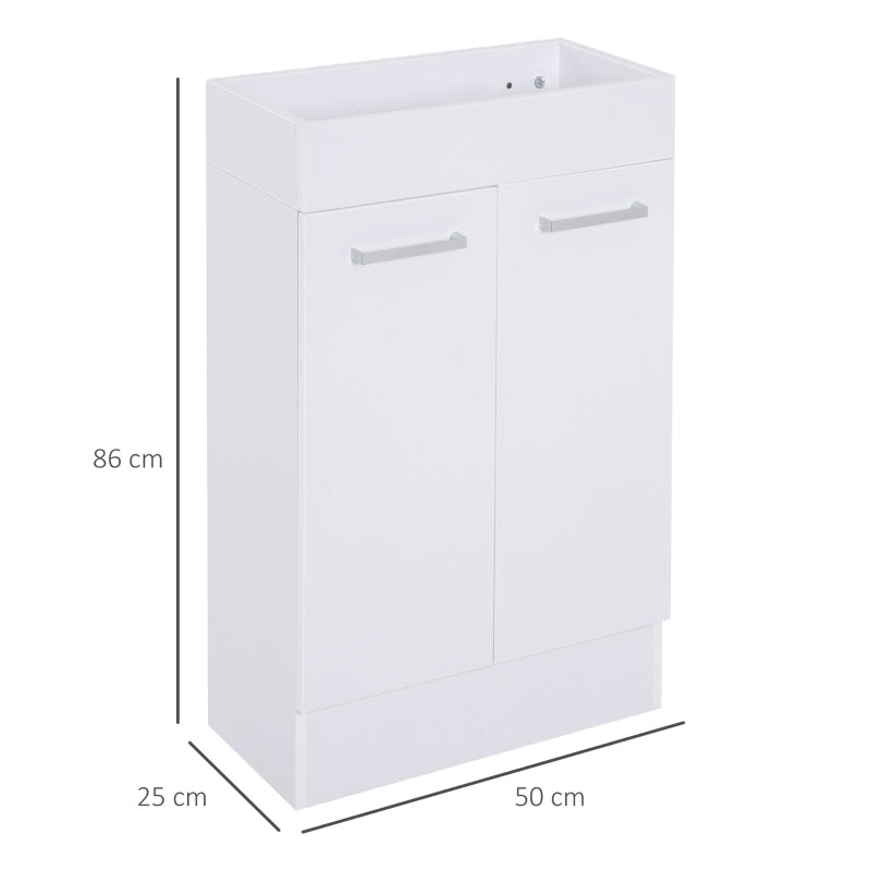 kleankin Under Sink Bathroom Vanity Unit Ceramic Basin Sink Cloakroom Storage Cabinet Home Furniture