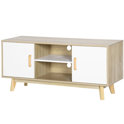 Wood-Effect TV Cabinet, With Storage - White