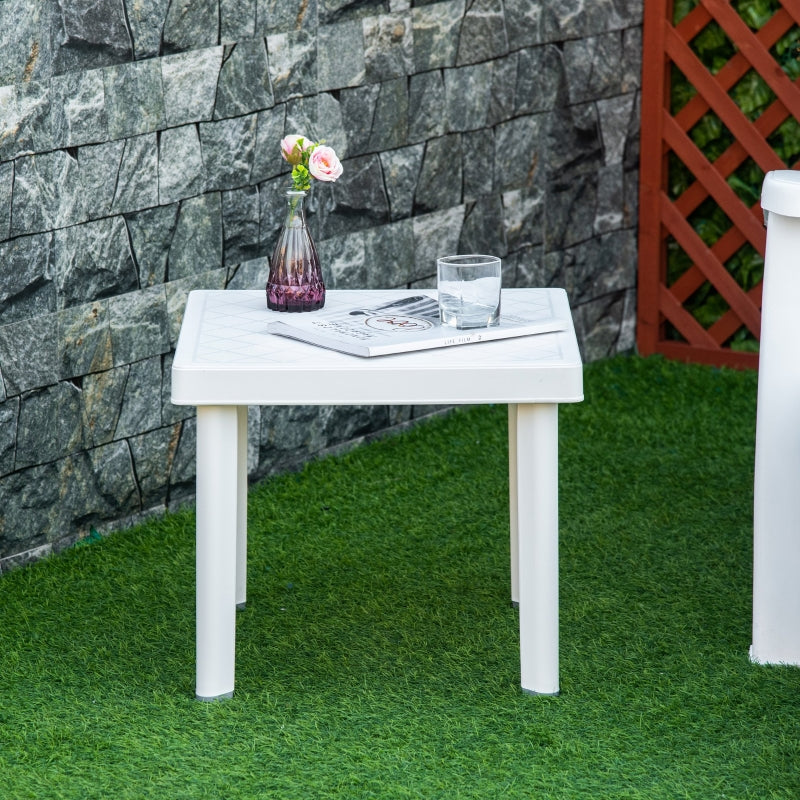 Outsunny Small Square Plastic Outdoor Table - White