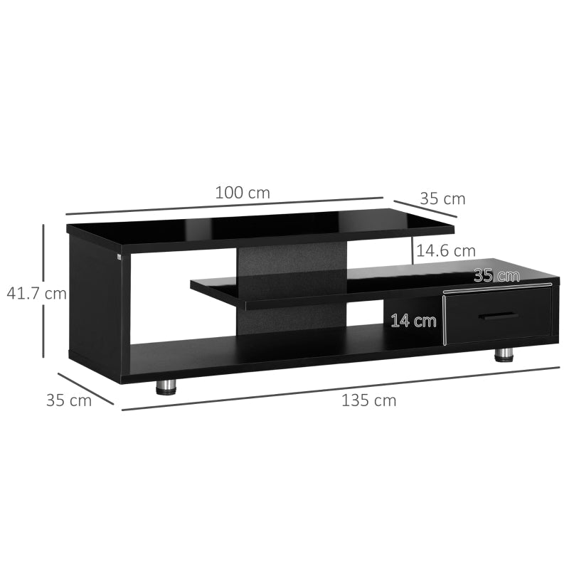 High Gloss TV Unit For TVs Up To 45, Black