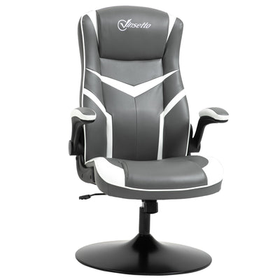 Vinsetto Video Game Chair Computer Chair with Adjustable Height, Swivel Base, Home Office Desk Chair, PVC Leather Swivel Chair, Grey