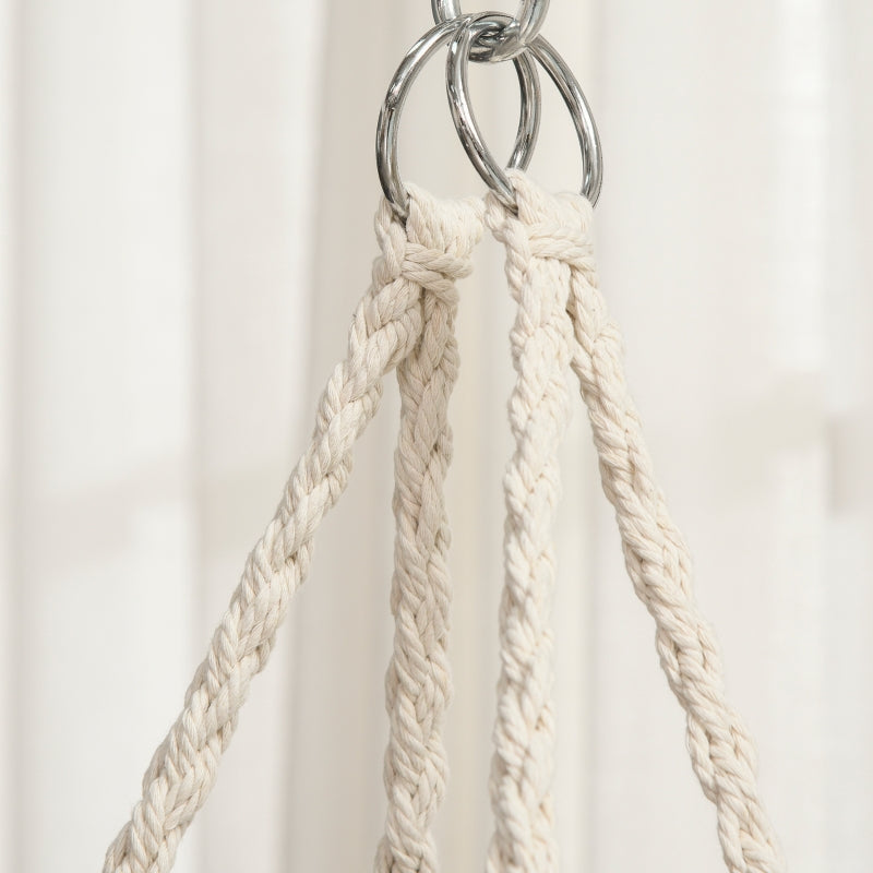 Hanging Hammock Chair Cotton Rope Porch Swing - Cream White