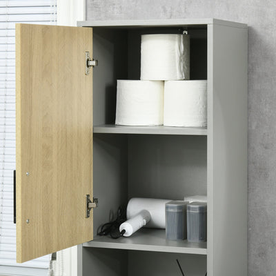 kleankin Freestanding Bathroom Storage, Tall Bathroom Cabinet with Door and Adjustable Shelves, 31.4x30x165cm