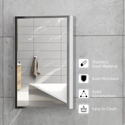 Stainless Steel Wall Mounted Bathroom Mirror Cabinet