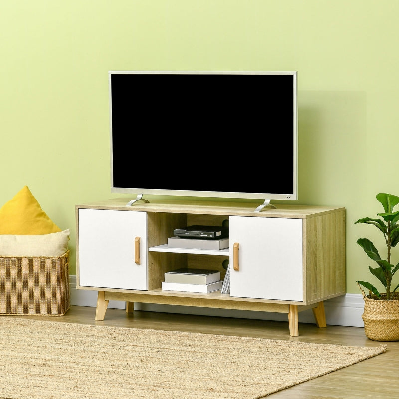 Wood-Effect TV Cabinet, With Storage - White