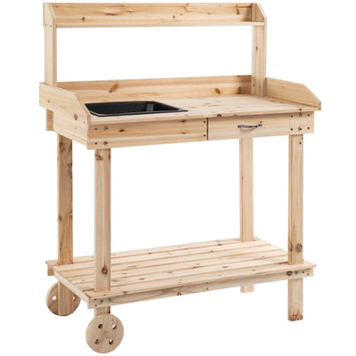 Wooden Potting Bench Work Table