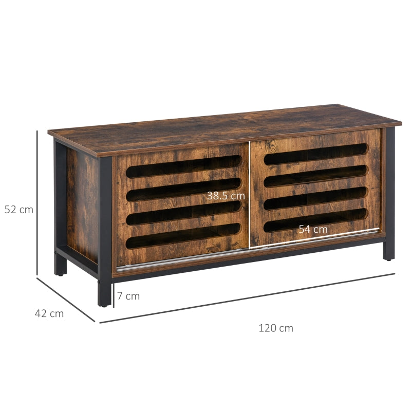 Industrial Wood-Effect TV Stand, With Storage