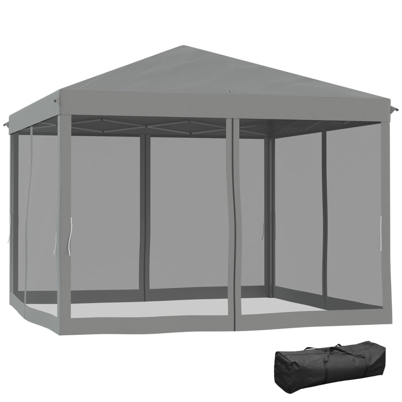 Garden Tent With Removable Mesh Sidewall Netting- Light Grey