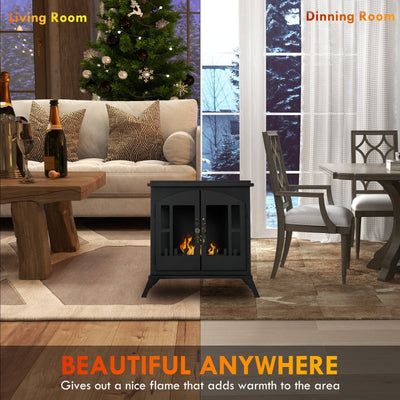 Freestanding Ethanol Fireplace Stove, Black