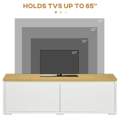 HOMCOM TV Stand, 140cm Modern TV Unit with 2 Cupboards for TVs up to 65 Inches, Wood Entertainment Unit for Living Room, White