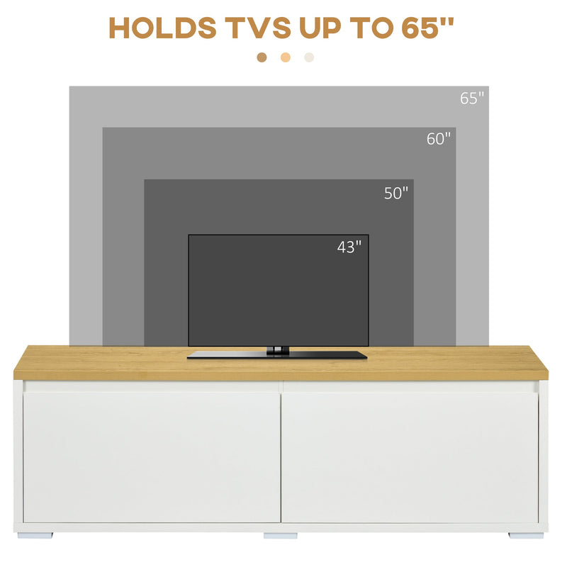 HOMCOM TV Stand, 140cm Modern TV Unit with 2 Cupboards for TVs up to 65 Inches, Wood Entertainment Unit for Living Room, White