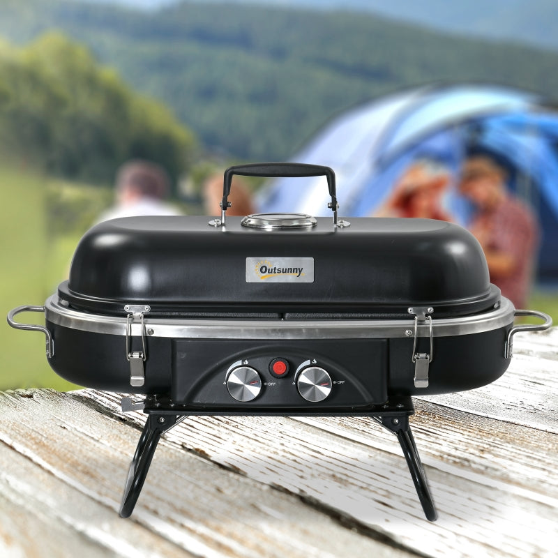 Foldable Gas BBQ Grill 2 Burner Table Top Barbecue