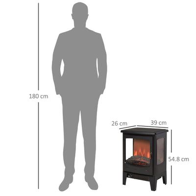 Tempered Glass Electric Fireplace Heater-Black