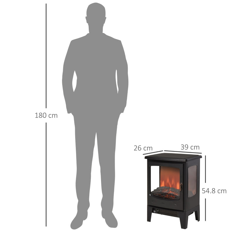 Tempered Glass Electric Fireplace Heater-Black