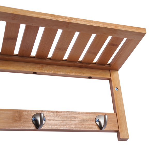 Wall Mounted Clothes Rack, 50Lx17Wx20H Cm- Natural Bamboo