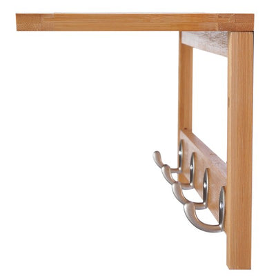 Wall Mounted Clothes Rack, 50Lx17Wx20H Cm- Natural Bamboo